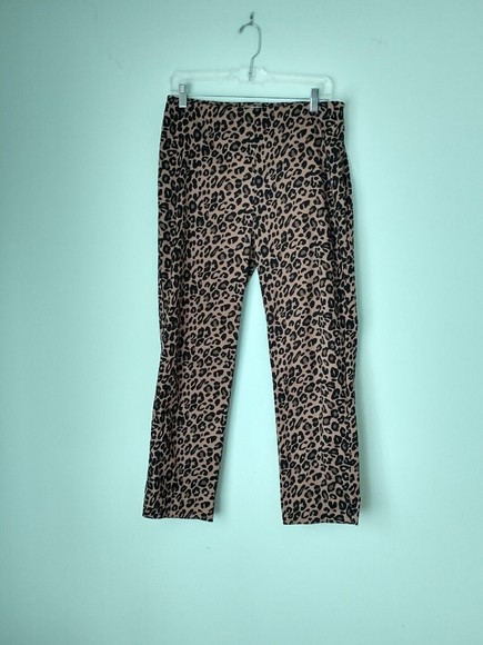 Talbots Womens Heritage Pants Size 8 Petite Brown Animal Print Leopard Career - Picture 1 of 8